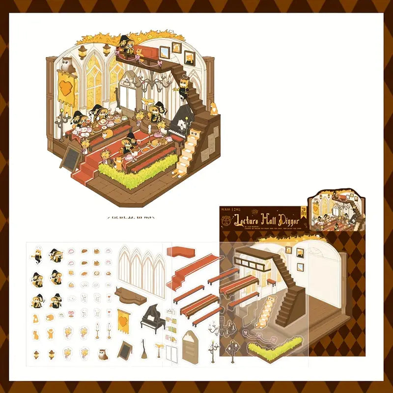 DIY Cat Magic House 4PCS Miniature Scene Stickers