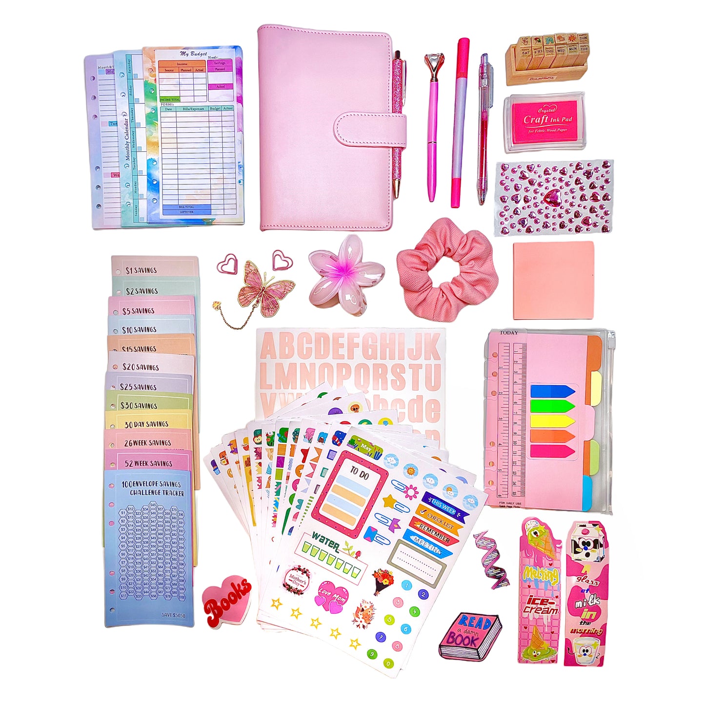 Pink Journal Kit|Monthly Weekly Planner Notebook|Budget Binder|Accessories