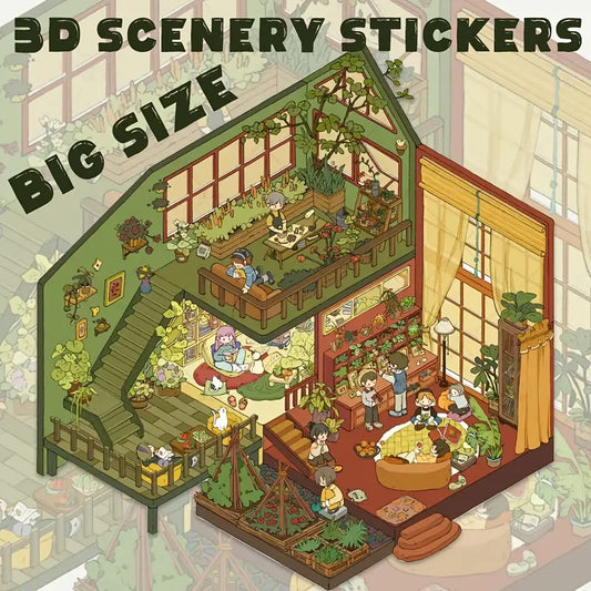 3D Stickers Scene Make your Own |Cozy House|Tree House|Purple Wardrobe