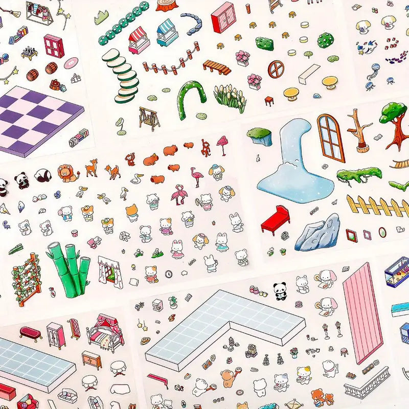 Make Animal Miniature House 3D Sticker Scene
