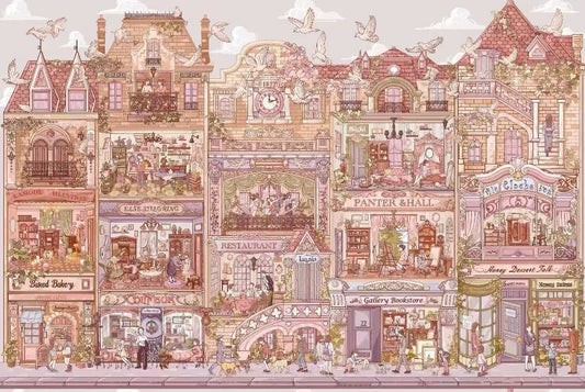 DIY MIniature Scene Sticker Rose Street Building Block Town