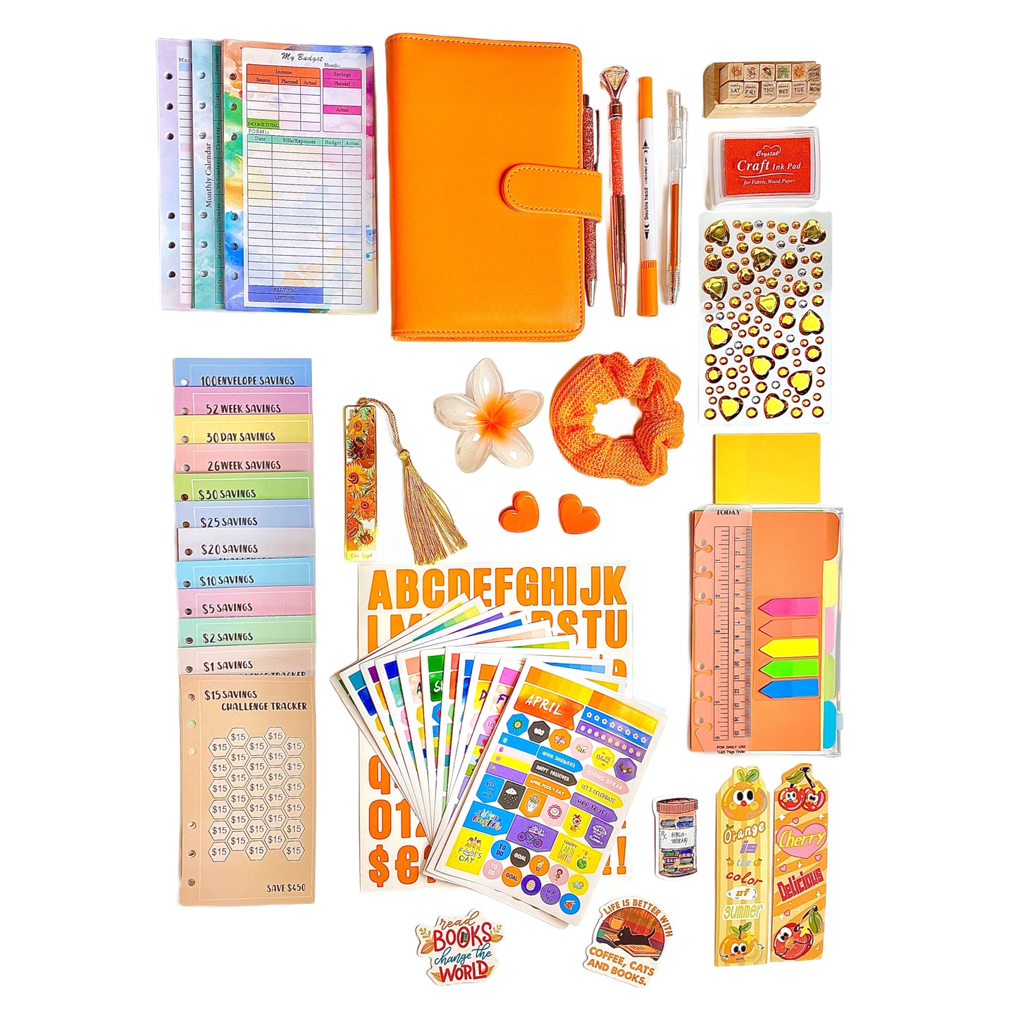 Orange Journal Kit|Monthly Weekly Planner Notebook|Budget Binder|Accessories
