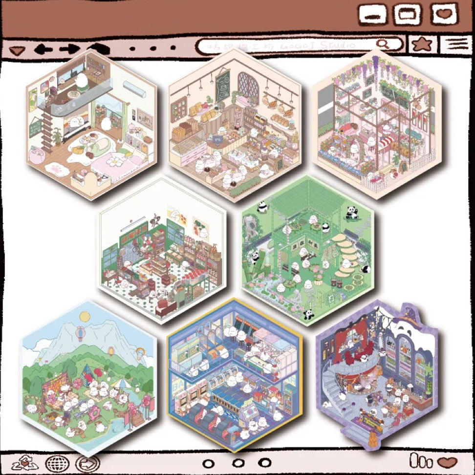 Sticker Scenes! DIY Coffee Flower|Panda Tea House|Bakery Shop|Apartment|Chocolate Factory