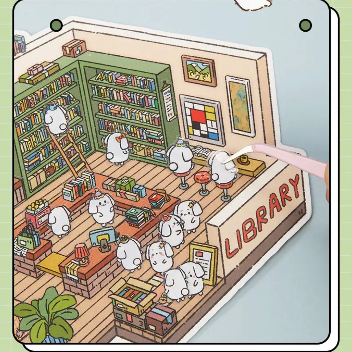Puppy Sticker Scenes! Create Coffee Shop|Pizzeria|Pasture|Bedroom|Hot Spring|Magic House