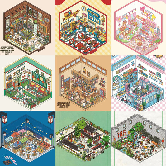 Sticker Scenes! Create DIY Bookstore|Izakaya|Sweet Cake|Burger Shop|Hotpot Restaurant