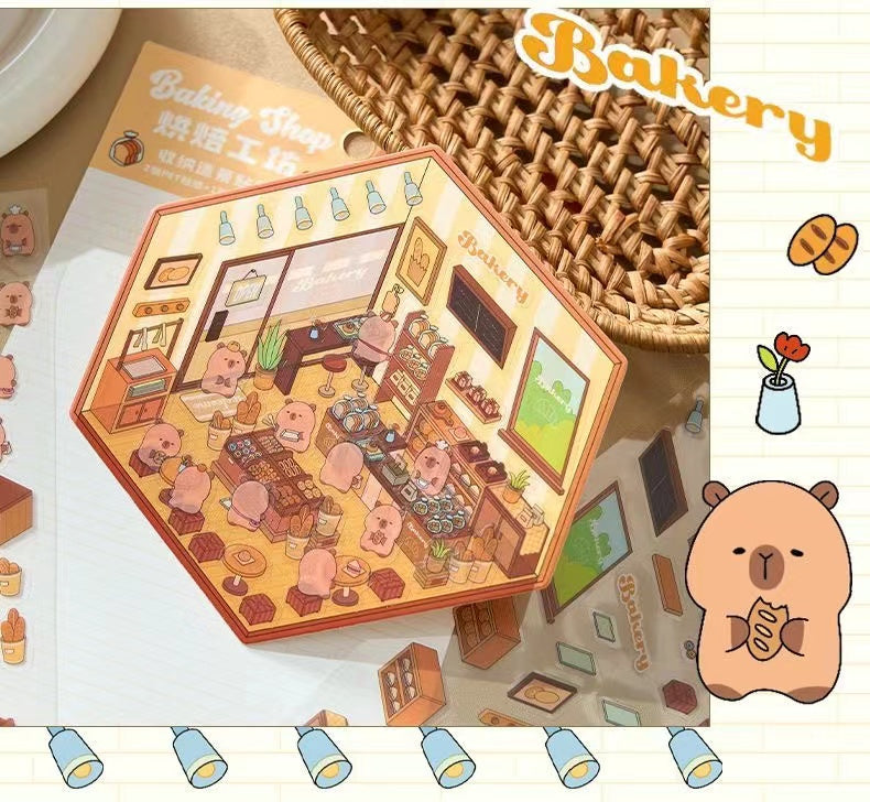 DIY Miniature Sticker Scene,Flower Shop|Bookstore|Dessert Shop|Convenience Store