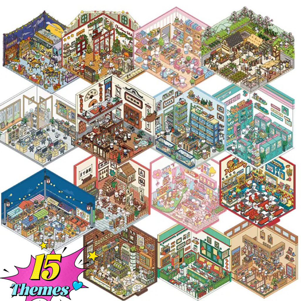 Sticker Scenes! Create DIY Bookstore|Izakaya|Sweet Cake|Burger Shop|Hotpot Restaurant