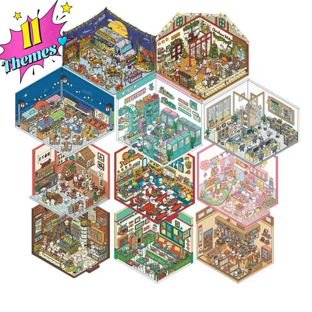 Sticker Scenes! Create DIY Bookstore|Izakaya|Sweet Cake|Burger Shop|Hotpot Restaurant