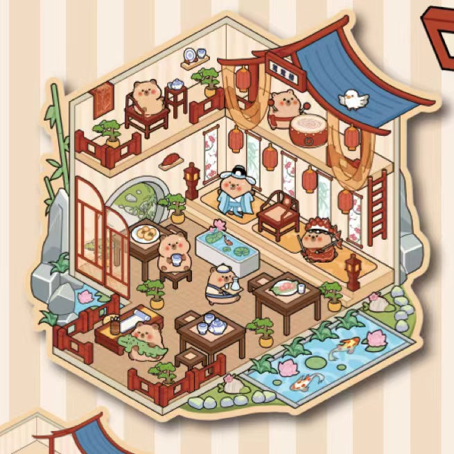 DIY Stickers Scene Make Panda Hot Pot Capybara Peking Opera Bunny House School