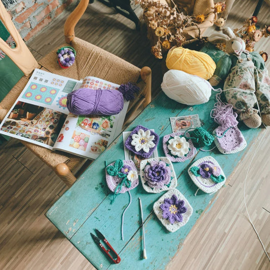 Purple Crochet Bag Handmade Granny Square Shoulder Bag