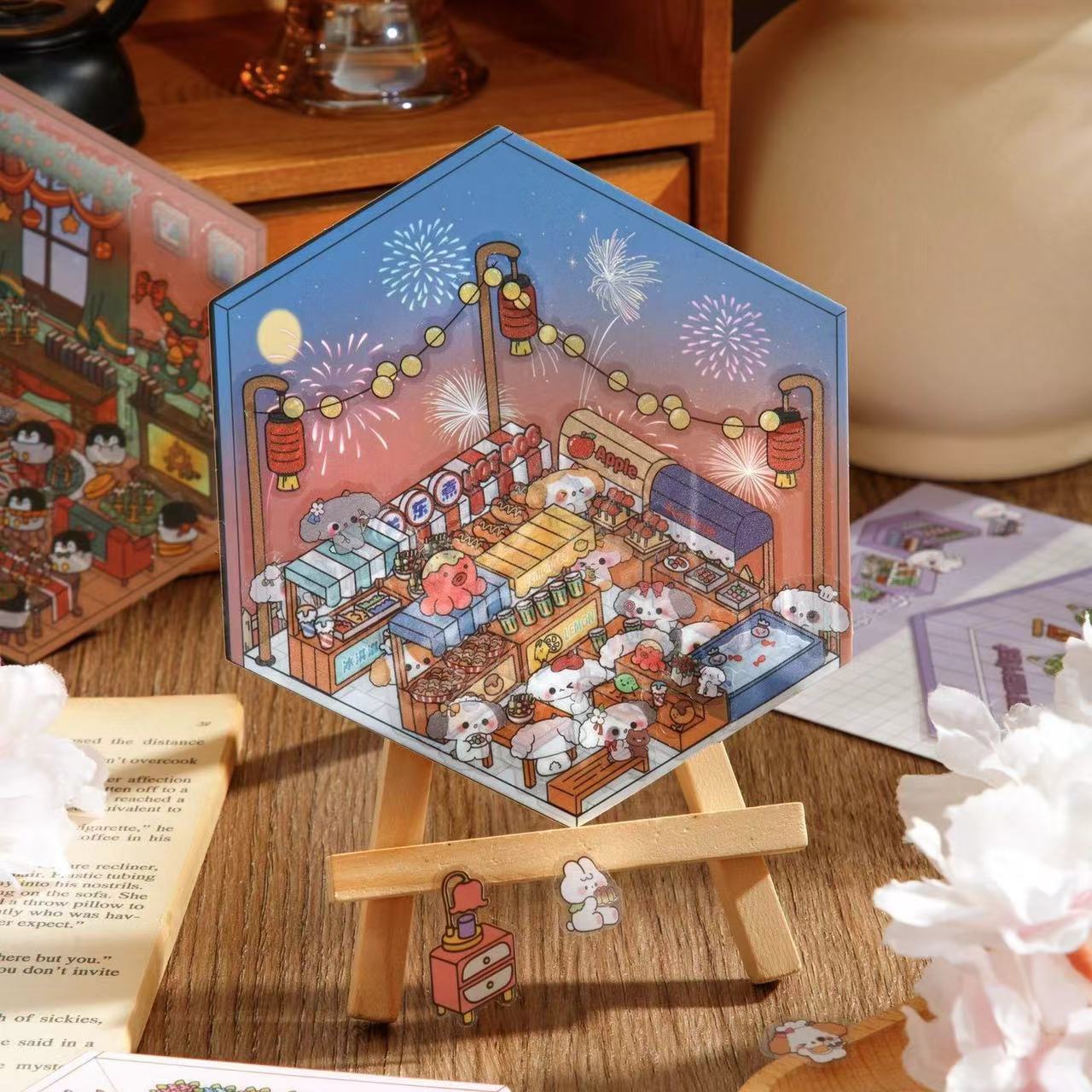 Sticker Scene! Flower Coffee|Cruise Ship Party|Capybara Home|Christmas House|Panda Bookstore