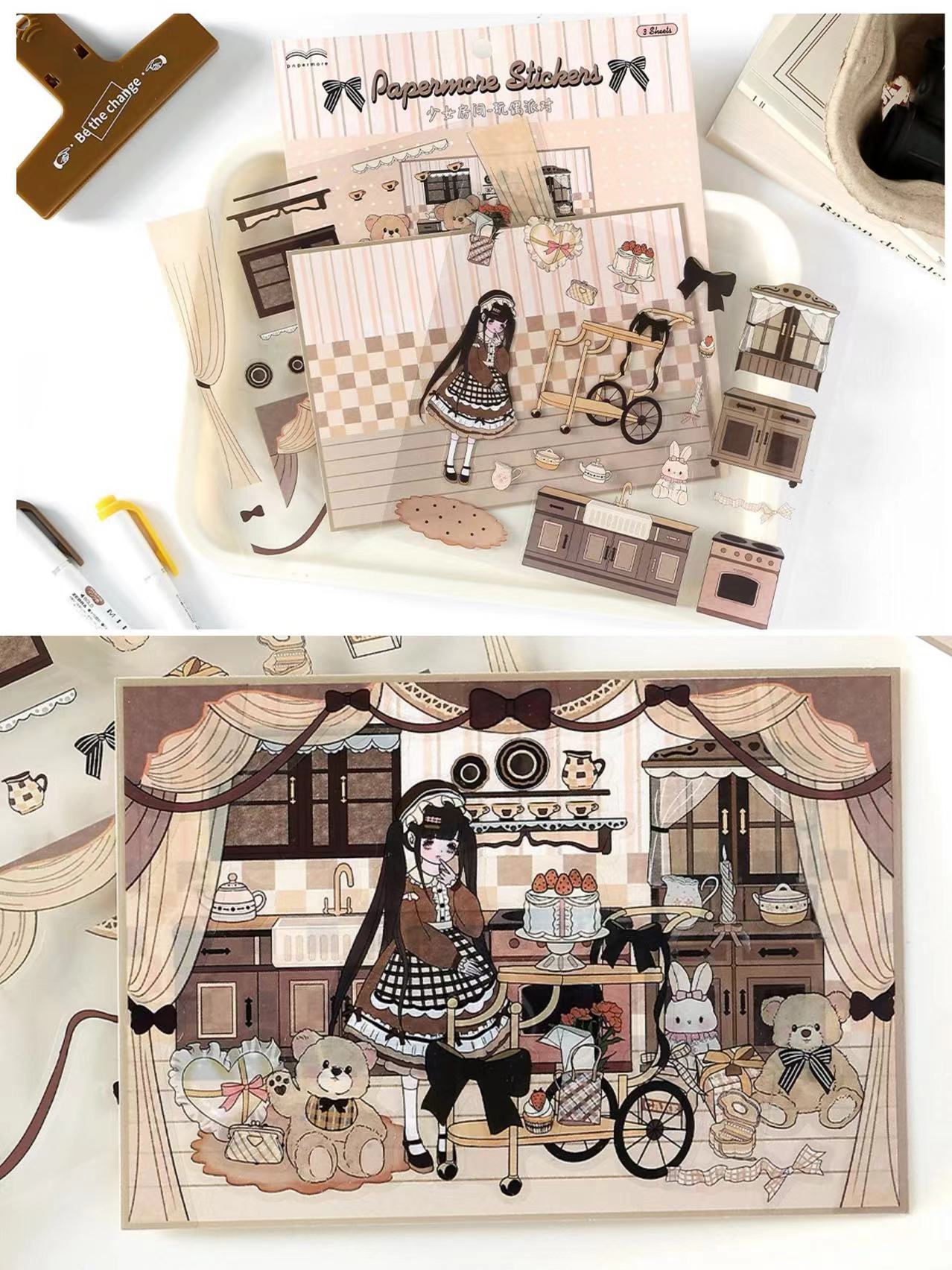 Sticker Scene! Make Your Own Romantic Room|Flower Room|Dessert Room|Bedtime Story