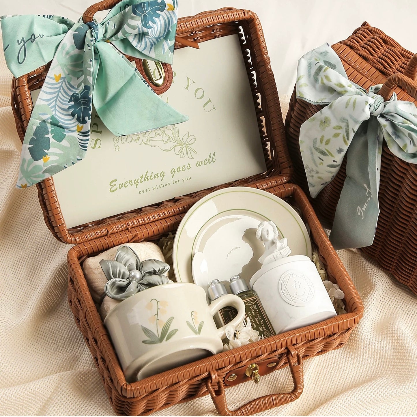 Green & Pink Self Care Basket For Her