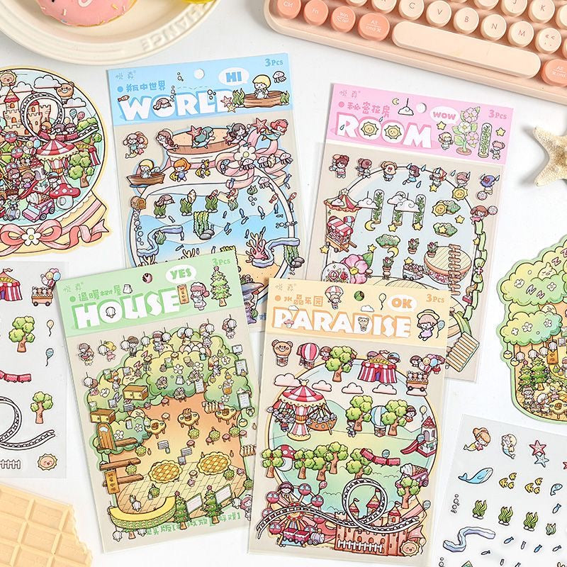 DIY Miniature Sticker Scene,Make World In Bottle Tree House Crystal Paradise GreenHouse