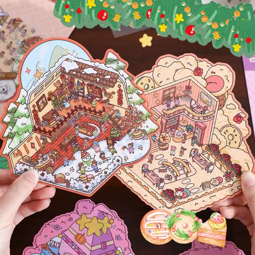 3D Miniature Scene Stickers, DIY Pumpkin House|Marshmallow Restaurant|Party|Spring Festival