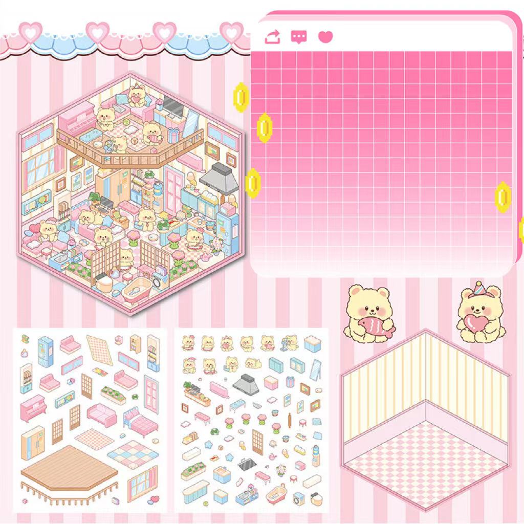 Capybara Supermarket Pink Pony House Bear Bakery Puppy Restaurant Sticker Scene