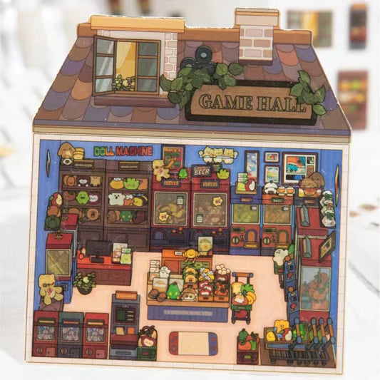 Retro Scenes Sticker, DIY Coffee Bookstore Plush Doll Sale