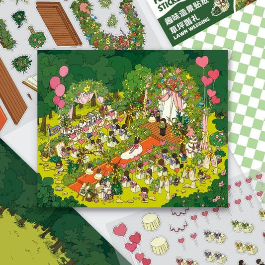 DIY 3D Sticker Scene: Lawn Wedding Island Villa Pillow House Chinese Architecture