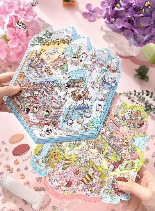 Big Size Sticker Scene! Make Your Own Ice Snow World Wonderful Garden Super Market