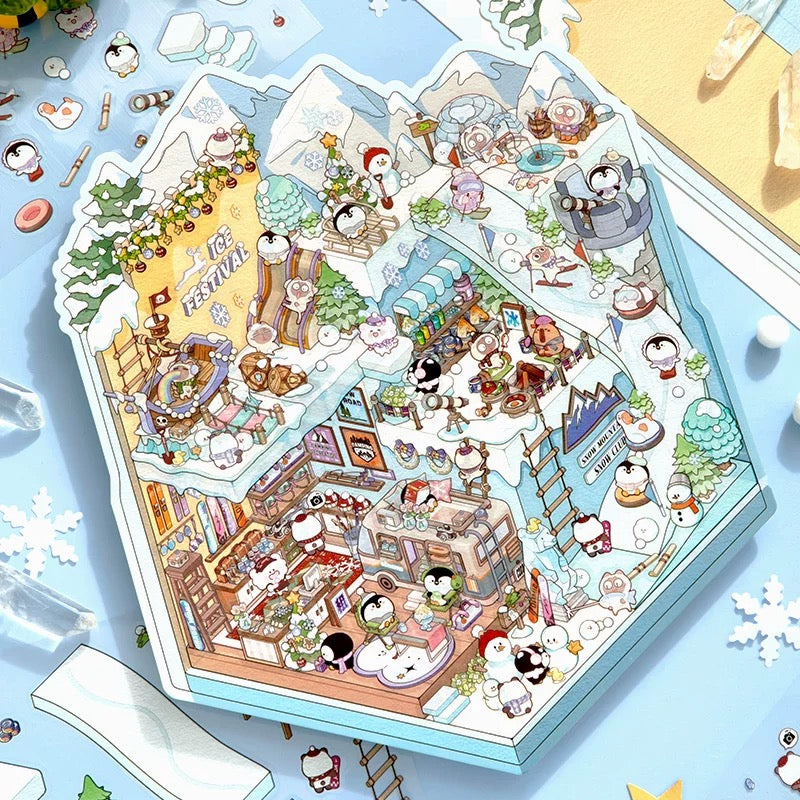 Big Size Sticker Scene! Make Your Own Ice Snow World Wonderful Garden Super Market