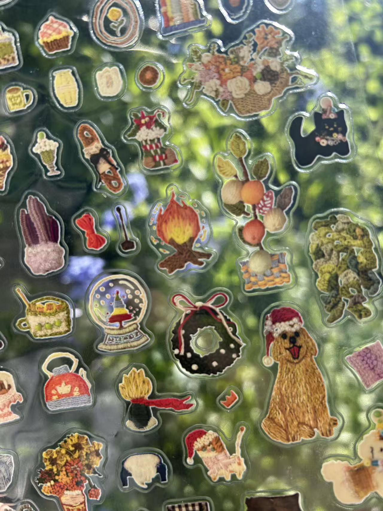 Embroidered Look 3D Christmas Landscape Stickers