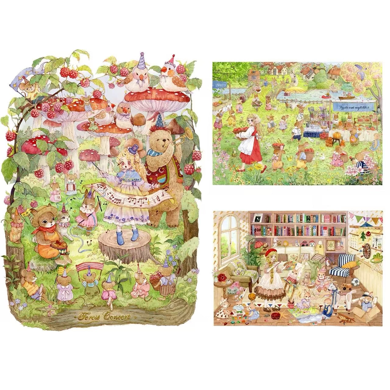 3D Landscape Stickers Bunny Spring Market Forest Concert Little Painter