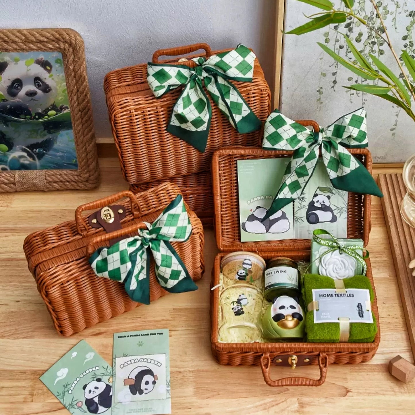 Green Panda-Themed Gift Basket Sending Healing Vibes Gift Box