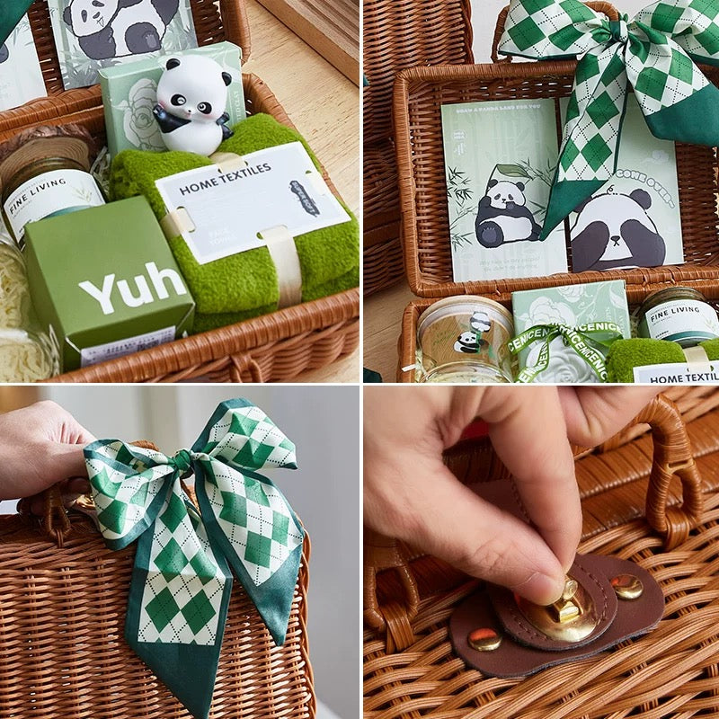 Green Panda-Themed Gift Basket Sending Healing Vibes Gift Box