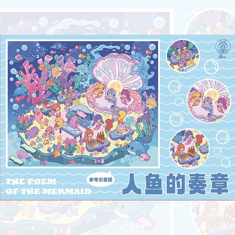 DIY Sticker Scene: Panda Hot Spring Island Dino Explorer’s Log Poem Of Mermaid
