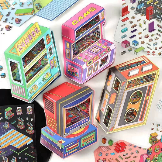 Large 3D Scenery Stickers,24/7 Vending Machine Arcade Record Shop Esports Lounge