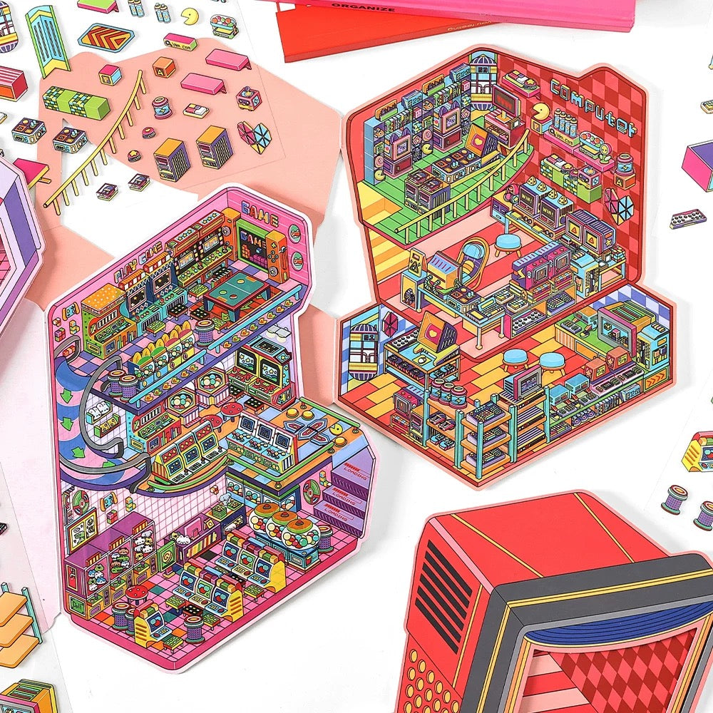 Large 3D Scenery Stickers,24/7 Vending Machine Arcade Record Shop Esports Lounge