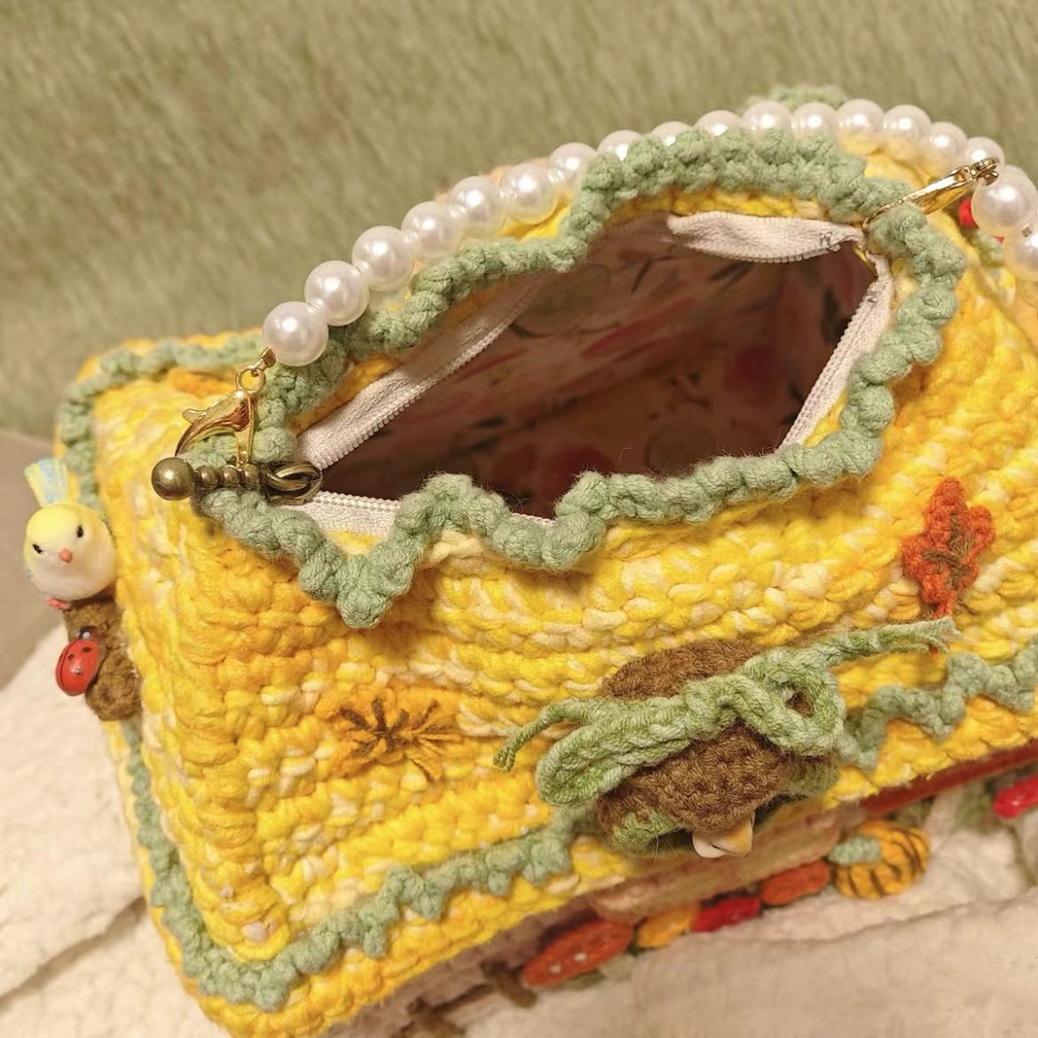 Fairy House Crochet Bag Storage Box