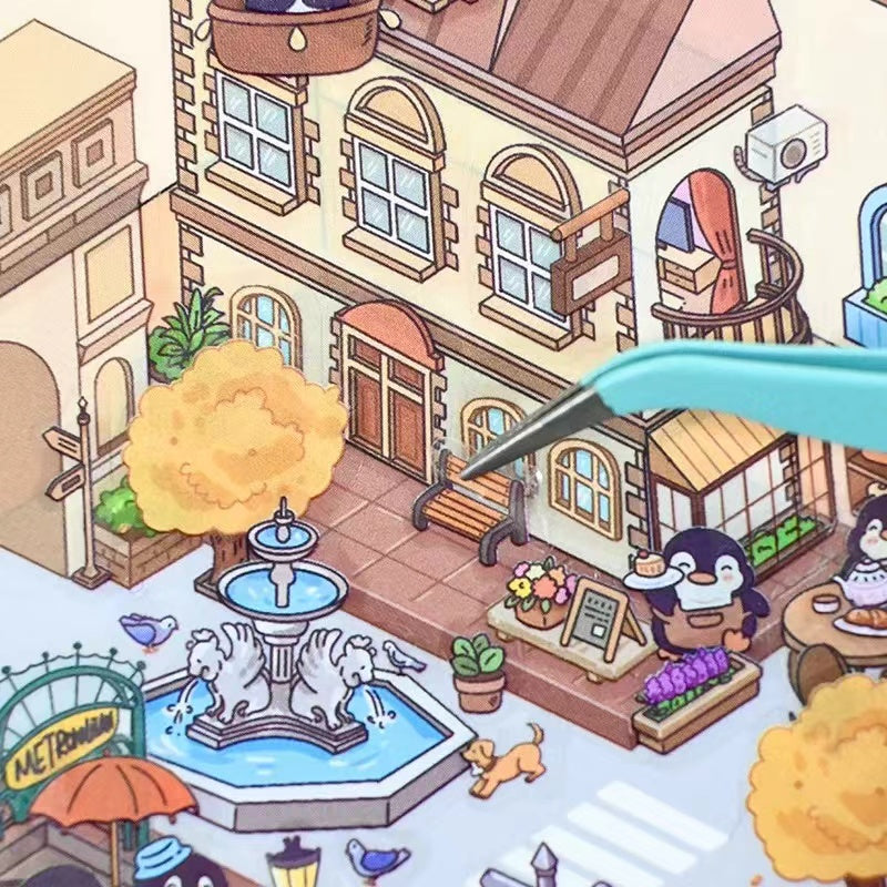 Penguins on Journey, DIY Eiffel Tower Leaning Tower of Pisa Pyramids of Egypt Venice