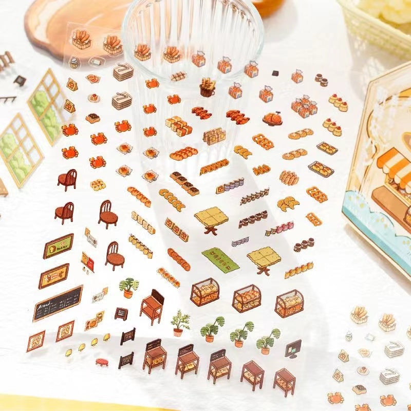 DIY Bread Baking Store Coffee & Book Landscape Miniature DIY Sticker