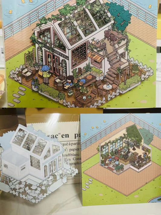 Double Layerd Sticker DIY Seaside Cafe Convenience Store Hot Spring