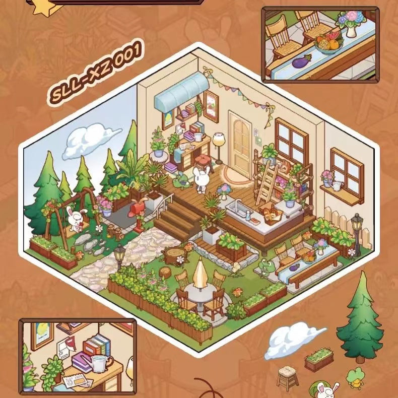 Miniature Town Sticker Scene, Stackable Houses, Magnetic Stickers