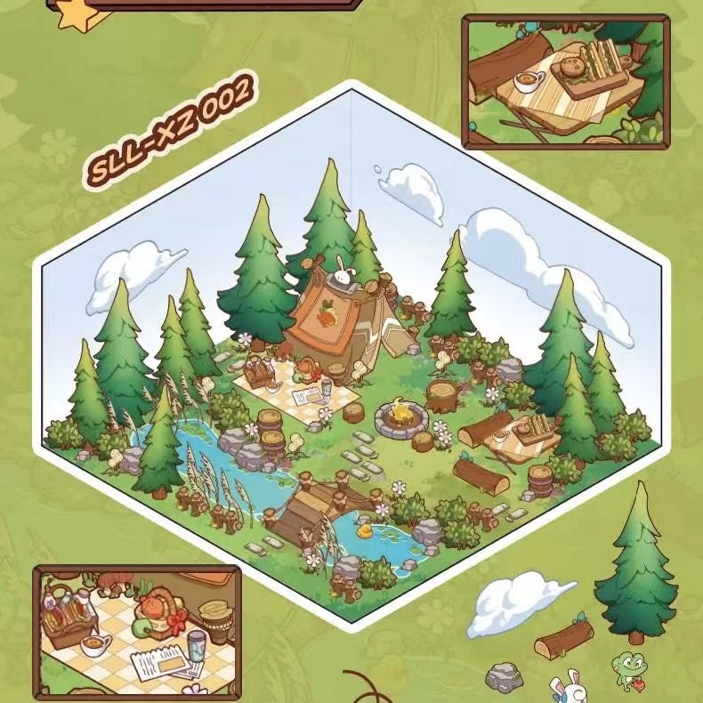 Miniature Town Sticker Scene, Stackable Houses, Magnetic Stickers