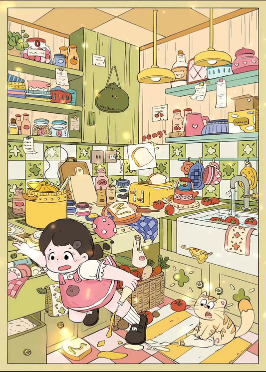 DIY Sweetie Cake illustrated Bookstore Flower Shop Kitchen 3D Sticker Scene