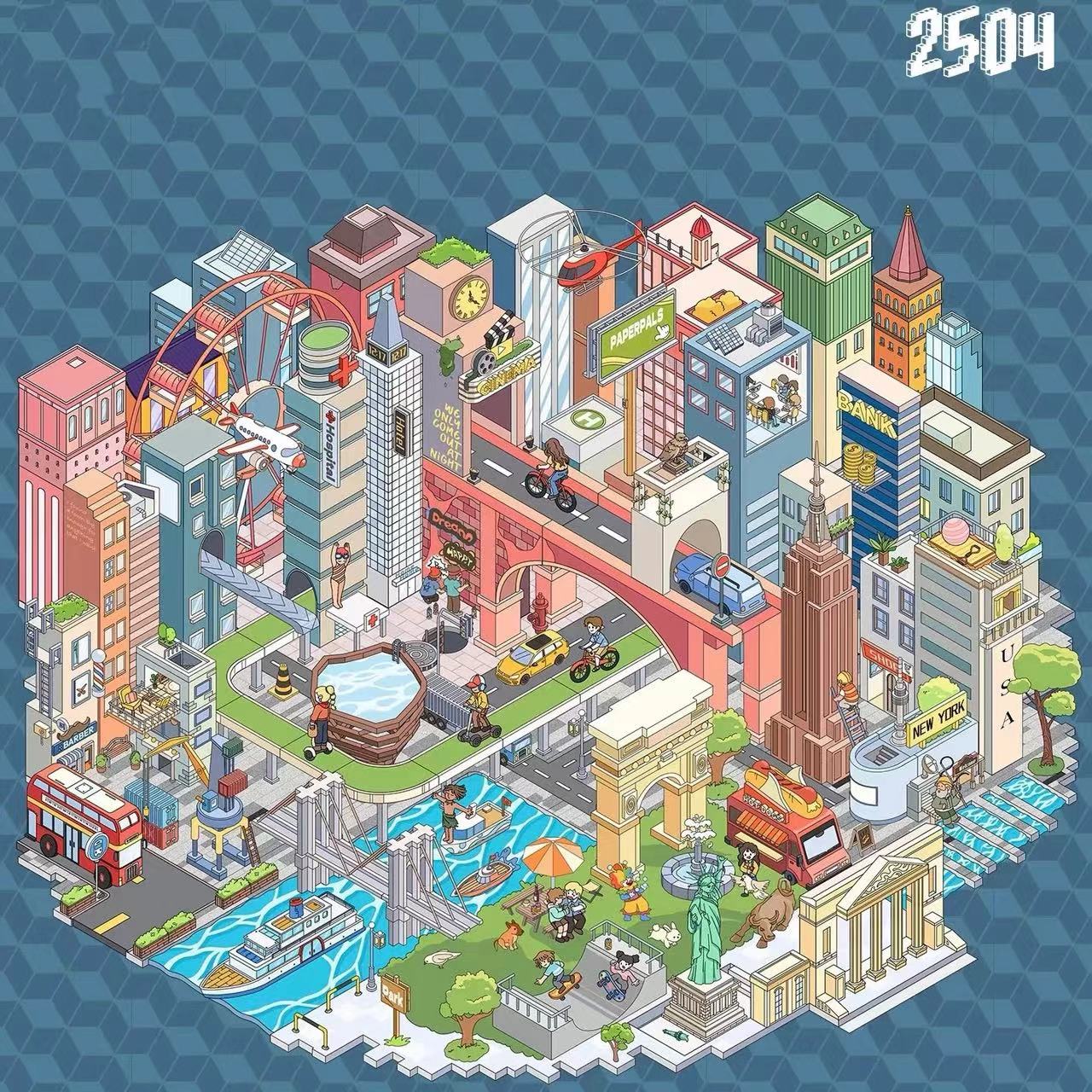 3D Miniature Scene Sticker-Build City New York China Beijing