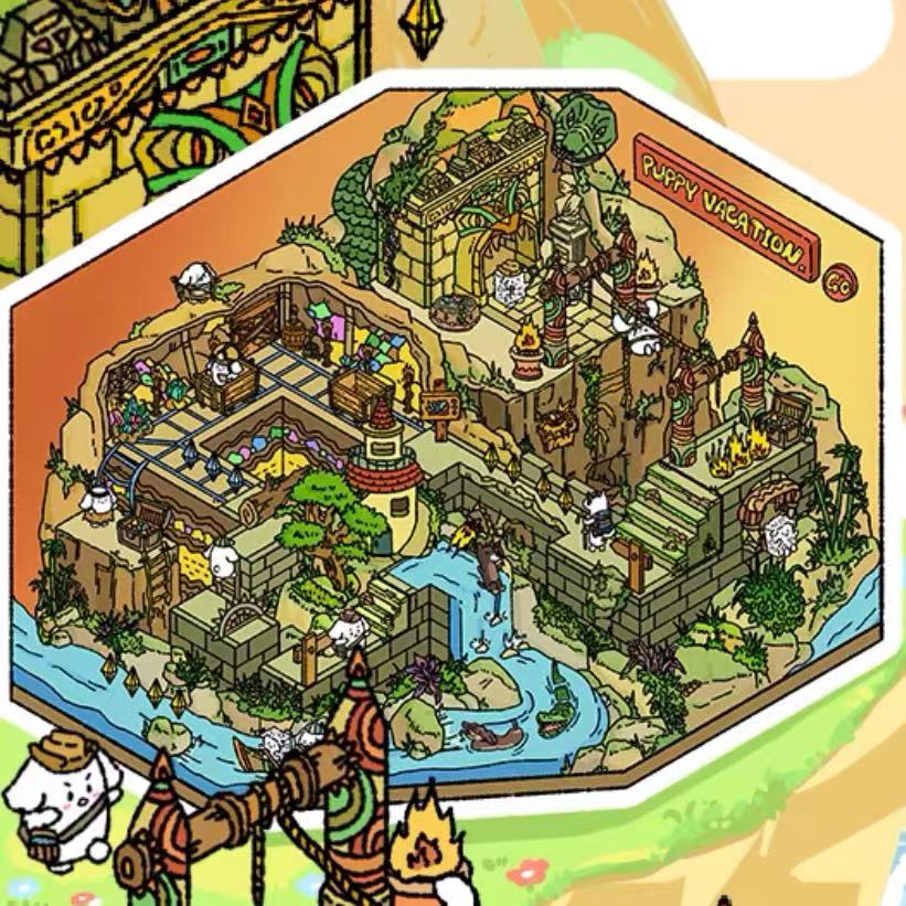 Puppy Sticker Scenes! Create Coffee Shop|Pizzeria|Pasture|Bedroom|Hot Spring|Magic House