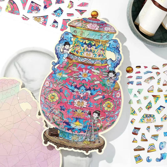 Traditional Chinese Porcelain Restoration DIY Crafts Vintage Sticker