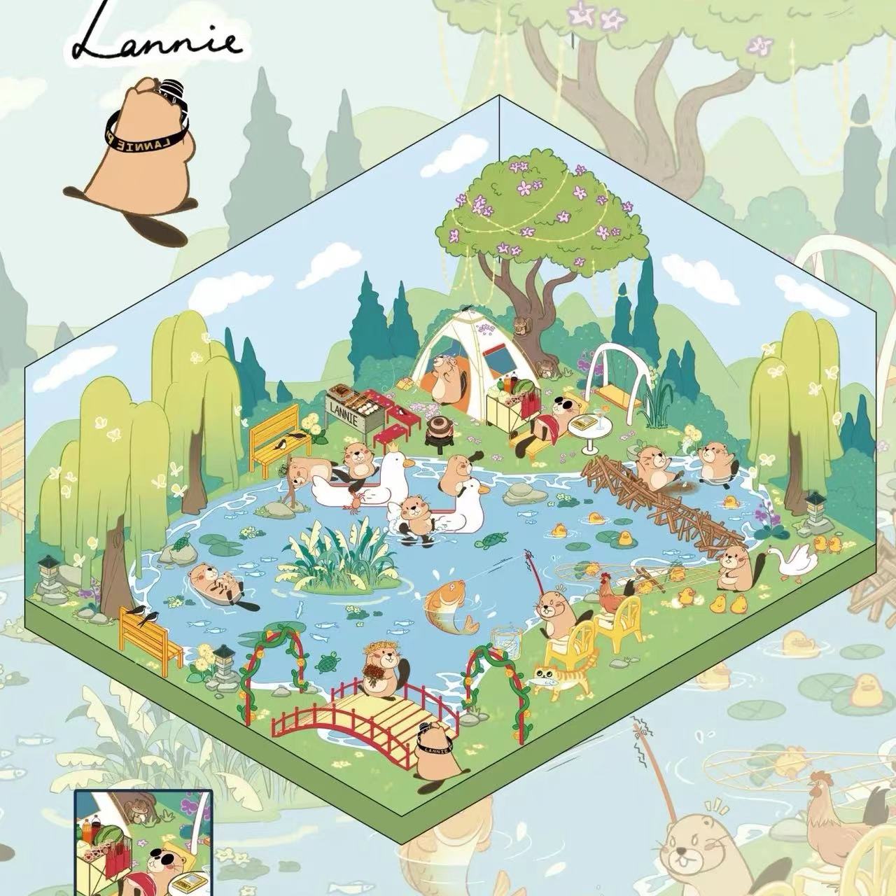 3D Sticker Puzzle Create Beaver’s Happy Life Spring Outing