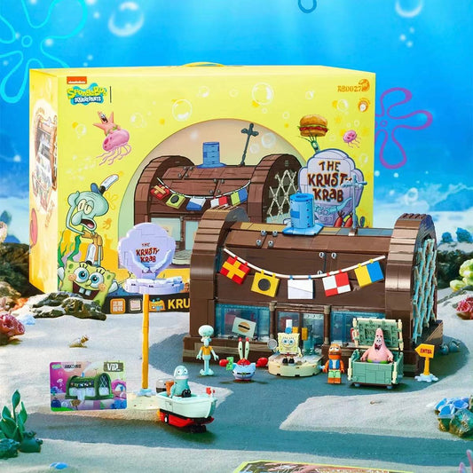 Krusty Krab Restaurant Cartoon Building Blocks Bricks Set US Tax-Free