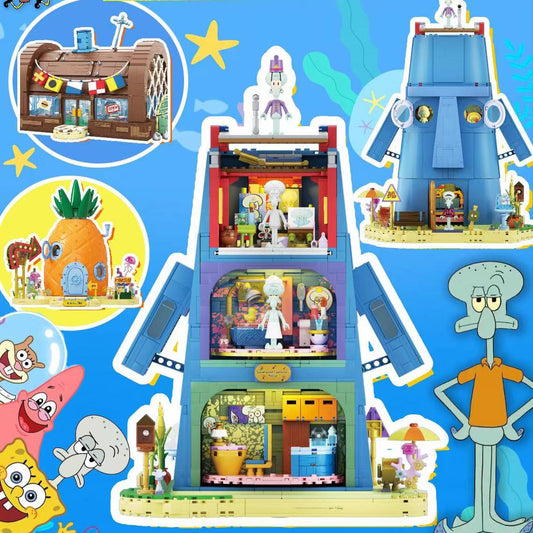 Squidward's Statue House Building Blocks Set with Light