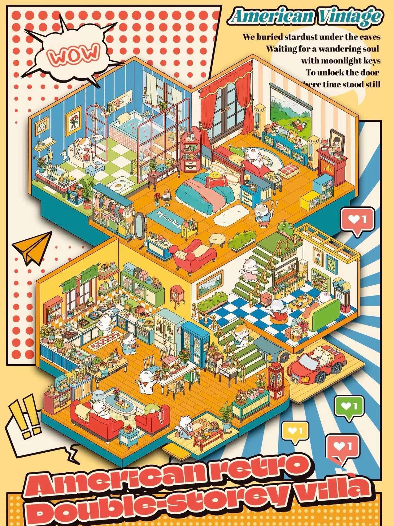 Stickers Scene DIY American Retro Villa Honey Cottage Chinese Winter Nayang Villa