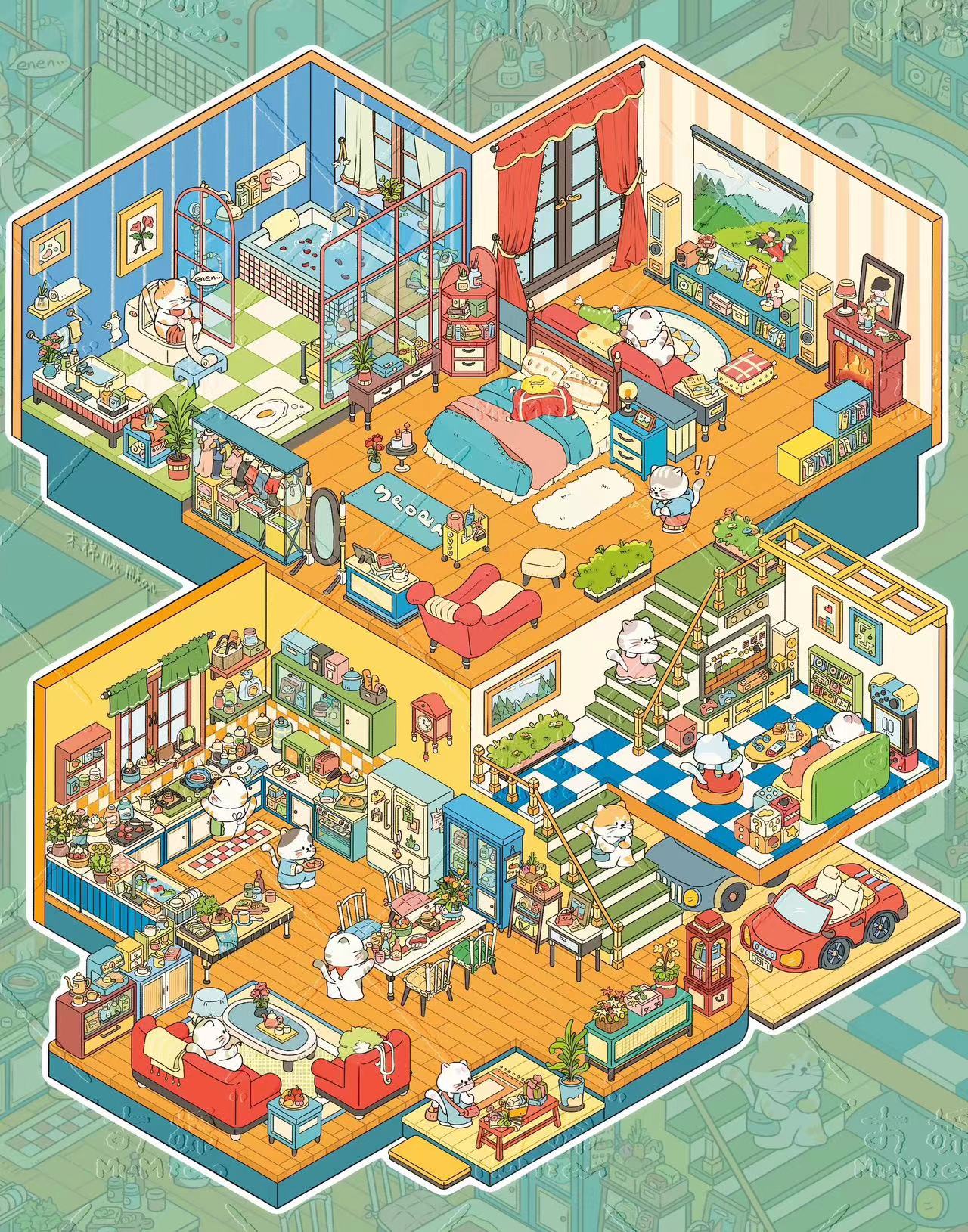 Stickers Scene DIY American Retro Villa Honey Cottage Chinese Winter Nayang Villa
