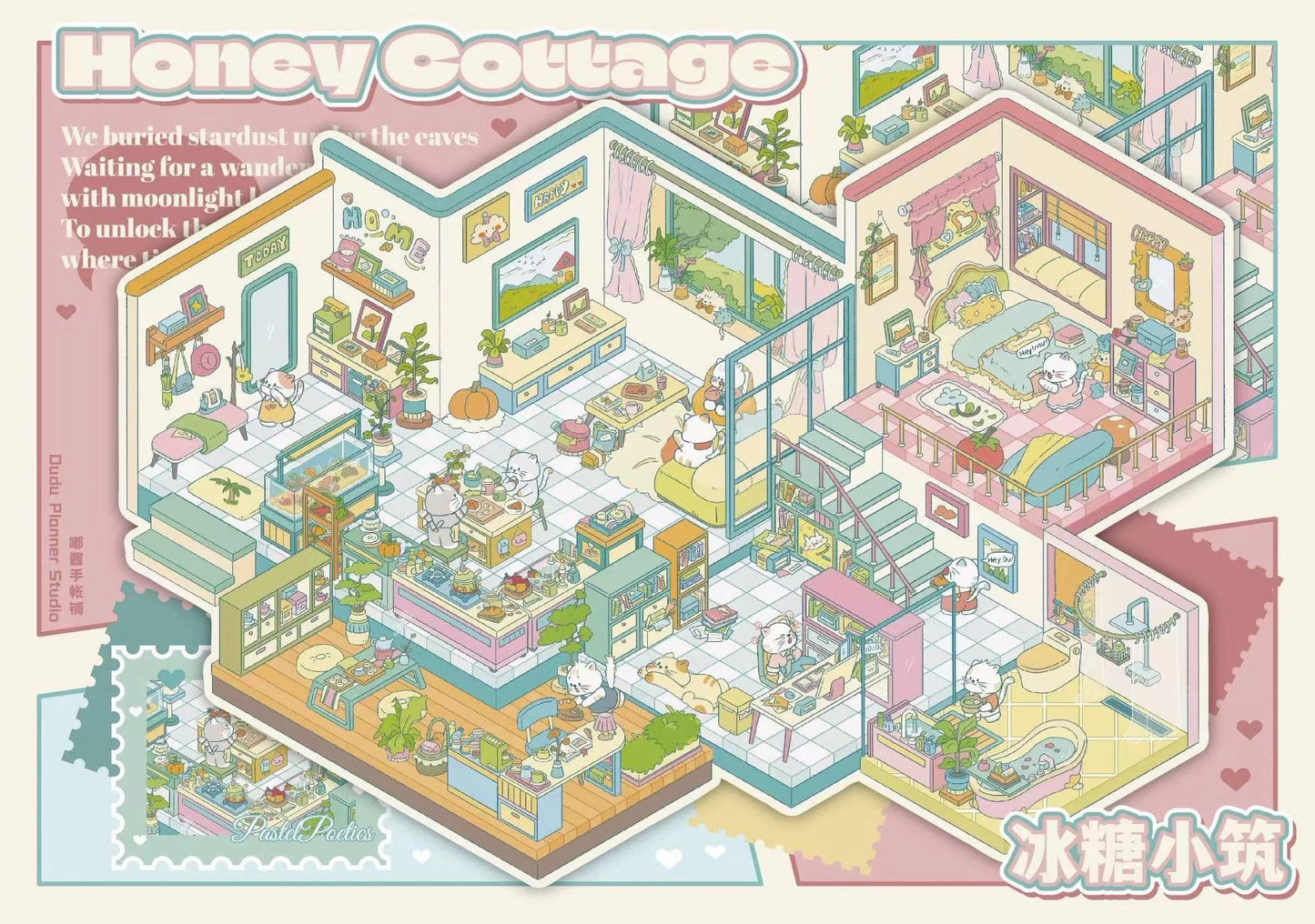 Stickers Scene DIY American Retro Villa Honey Cottage Chinese Winter Nayang Villa