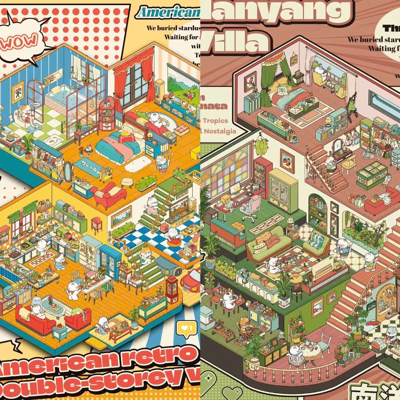 Stickers Scene DIY American Retro Villa Honey Cottage Chinese Winter Nayang Villa