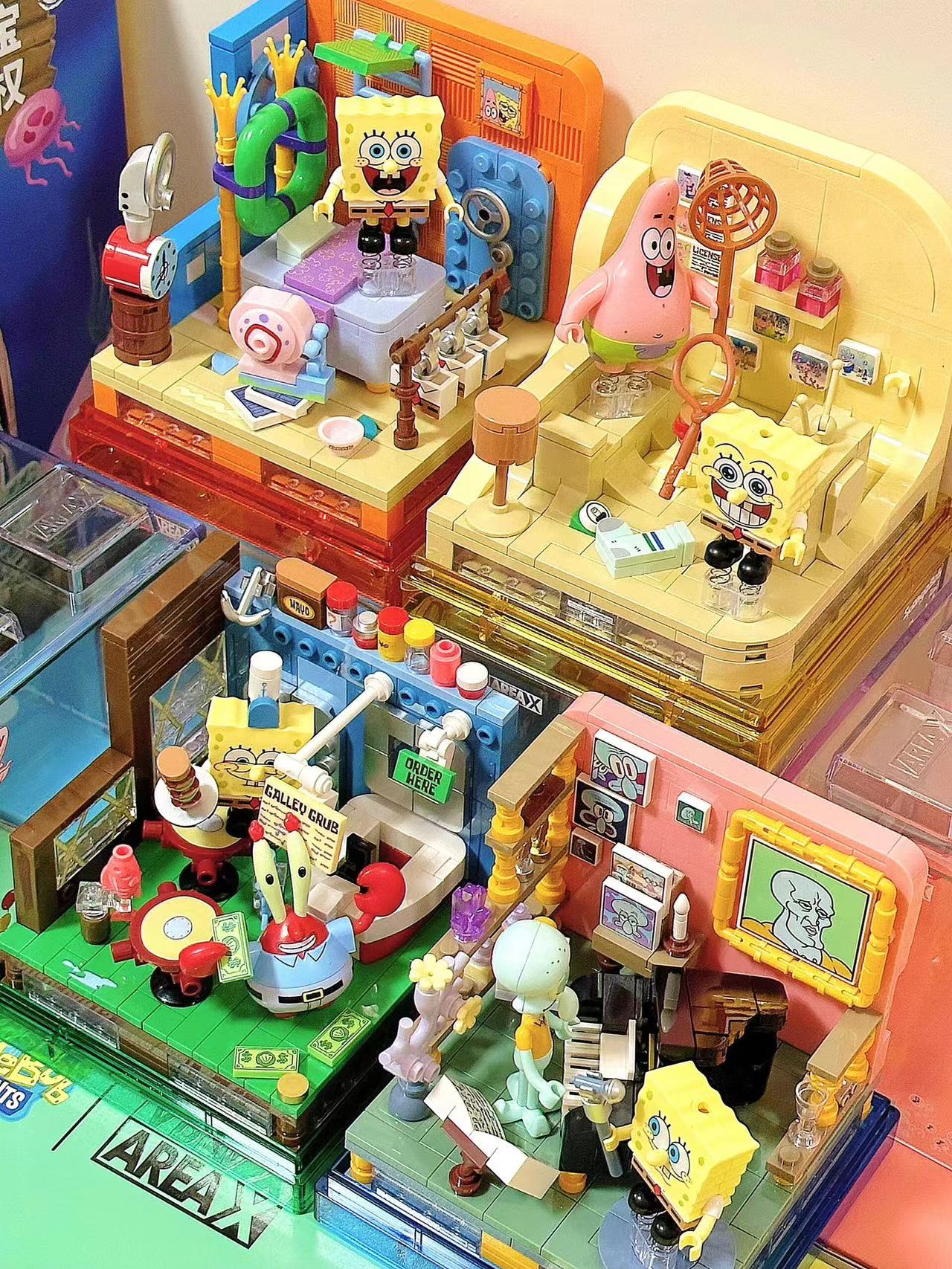 Krusty Krab Pineapple House Stone House Easter Island Head Buildable Display Boxes