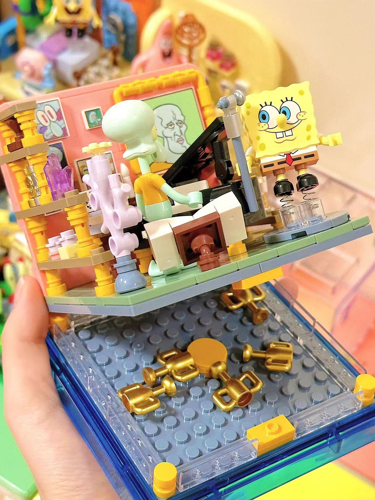 Krusty Krab Pineapple House Stone House Easter Island Head Buildable Display Boxes